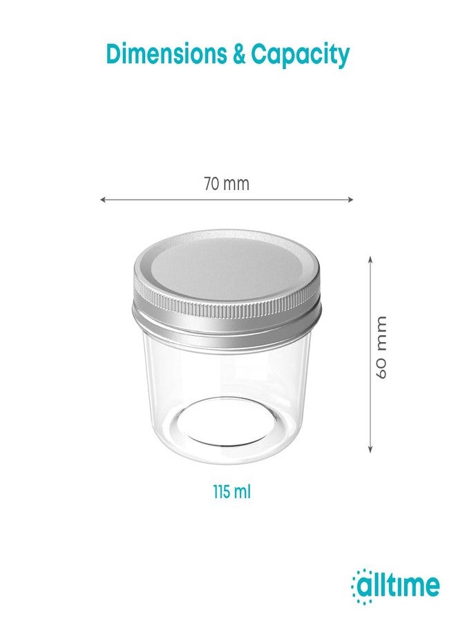 All Time Transparent Plastic Storage Jar Set of 6 (115ml Each) | Airtight, BPA-Free Kitchen Containers - Stackable Design - Image 3